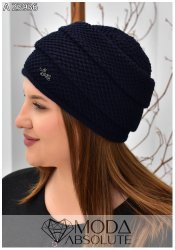 Жіноча темно-синя шапка з подвійною в'язкою А 23936